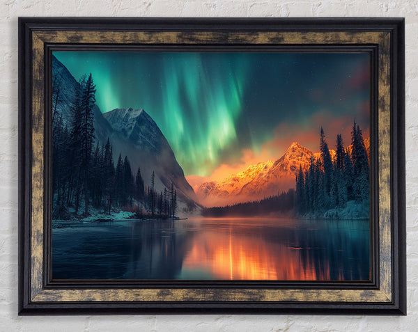 Northern Blue To Red Framed Print