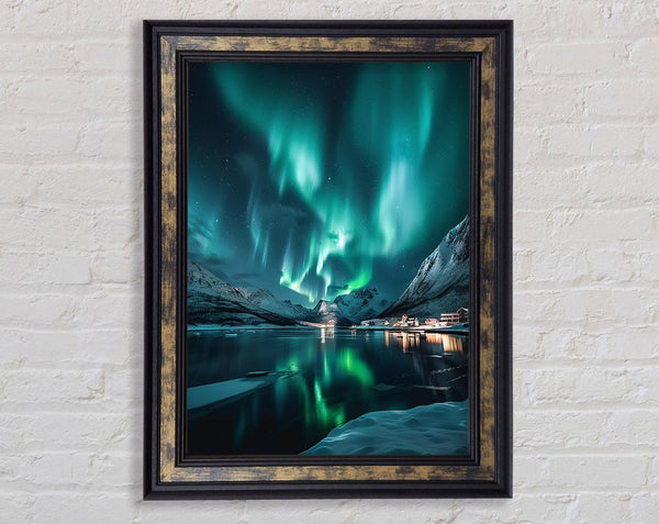Northern Lights Lake Framed Print