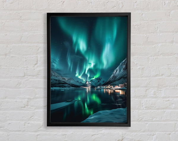 Northern Lights Lake Framed Print