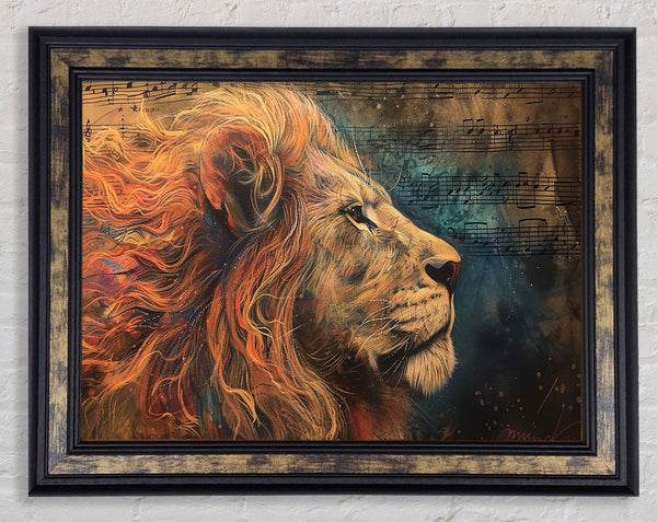 Notation Lion Framed Print