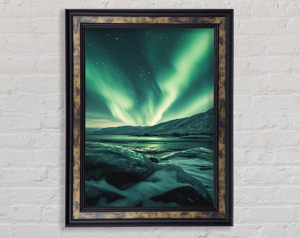 Nothern Lights Green Framed Print