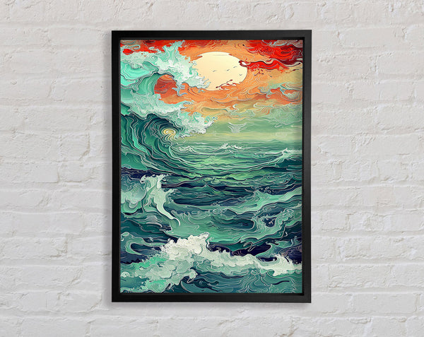 Oil Waves Framed Print