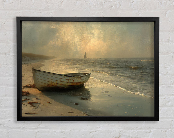 Old Wooden Boat Beach Framed Print