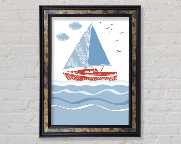 On The Boat At Sea Framed Print
