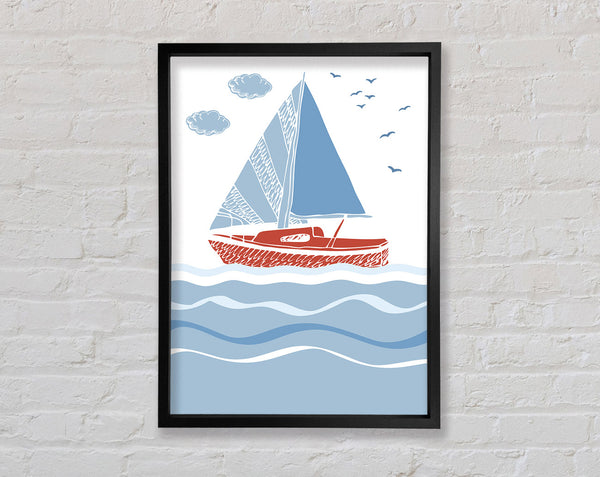 On The Boat At Sea Framed Print