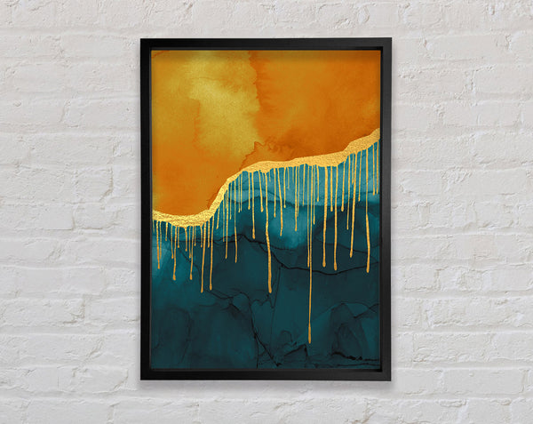 Orang And Green Abstract Framed Print