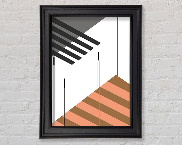 Orange And Black Abstract Lines Framed Print