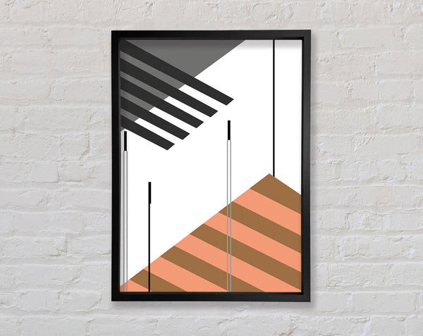 Orange And Black Abstract Lines Framed Print