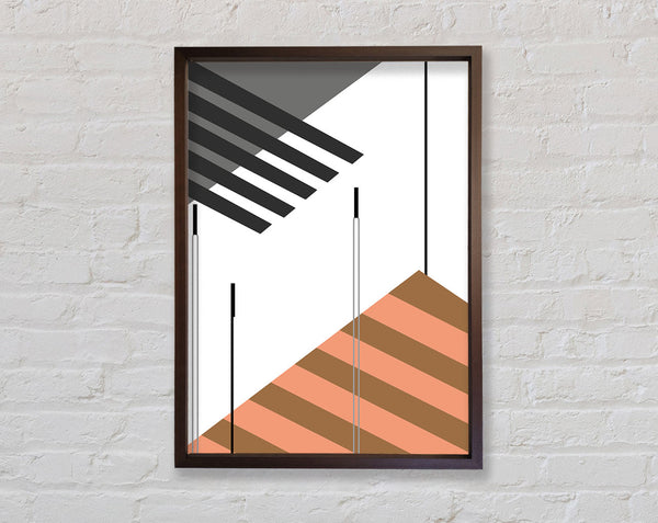 Orange And Walnut Abstract Lines Framed Print