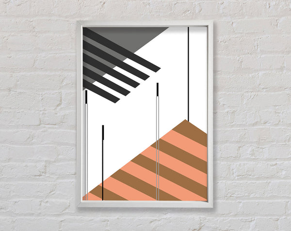 Orange And White Abstract Lines Framed Print