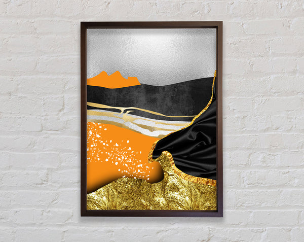 Orange And Walnut Abstract Framed Print