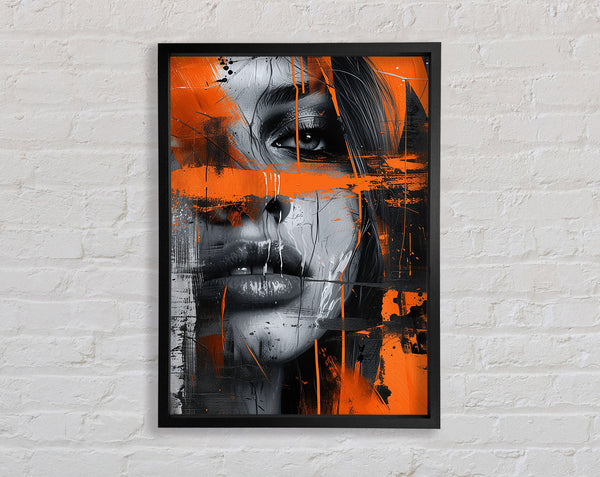 Orange And Grey Woman Framed Print