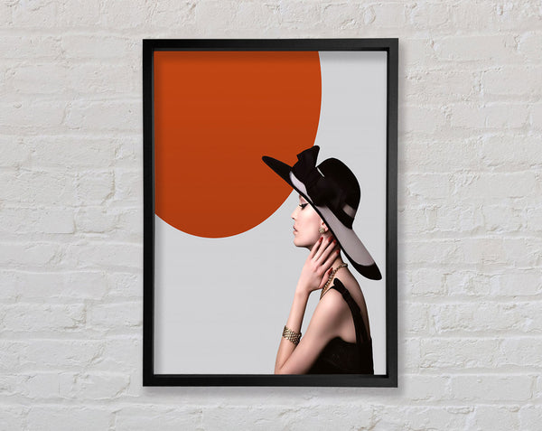 Orange Circle  Black Hat Framed Print