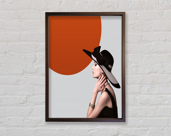 Orange Circle  Walnut Hat Framed Print