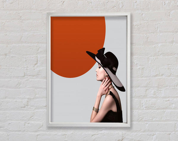 Orange Circle  White Hat Framed Print