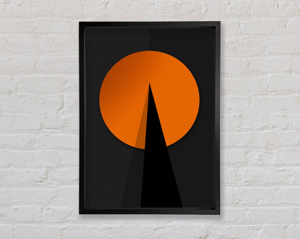 Orange Circle  Black Triangle Framed Print