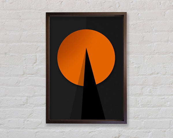 Orange Circle  Walnut Triangle Framed Print