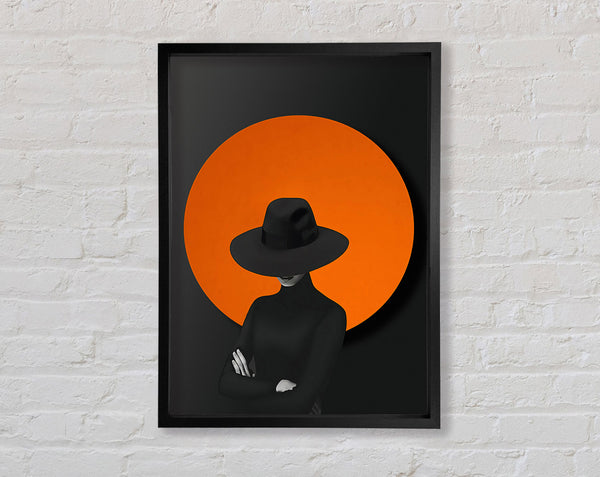 Orange Circle  Lady In Black Hat Framed Print