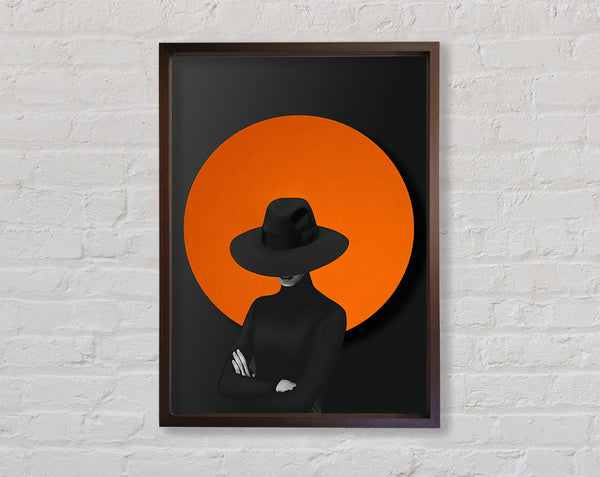 Orange Circle  Lady In Walnut Hat Framed Print