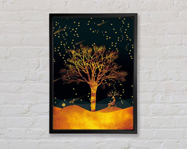 Orange Comet Tree Framed Print