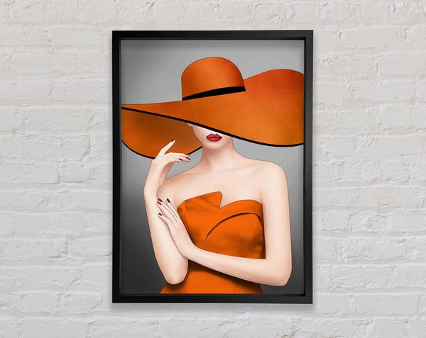 Orange Dress And Hat Framed Print