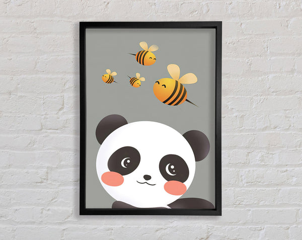 Panda And Bees Framed Print