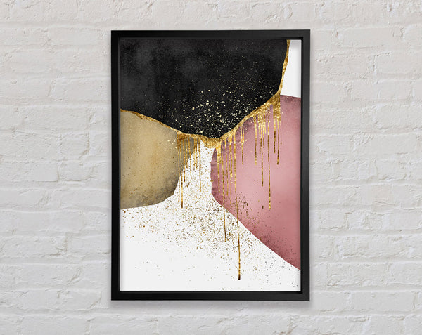 Pink And Black Gold Glitter Framed Print