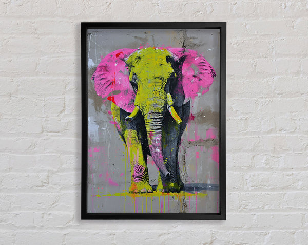 Pink And Yellow Elephant Framed Print