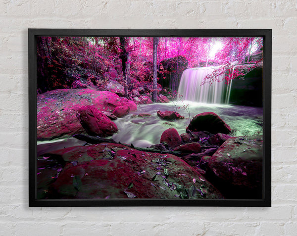 Pink Blossom Waterfall Framed Print