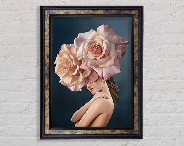 Pink Rose Lady Framed Print