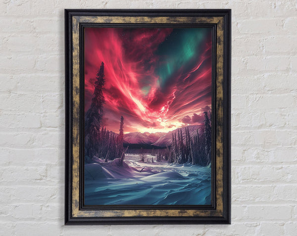 Pink Skies Mountain Framed Print