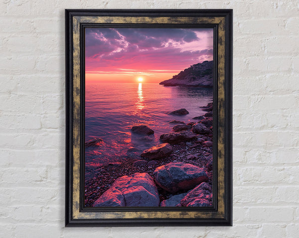Pink Sunset Cliffs Framed Print