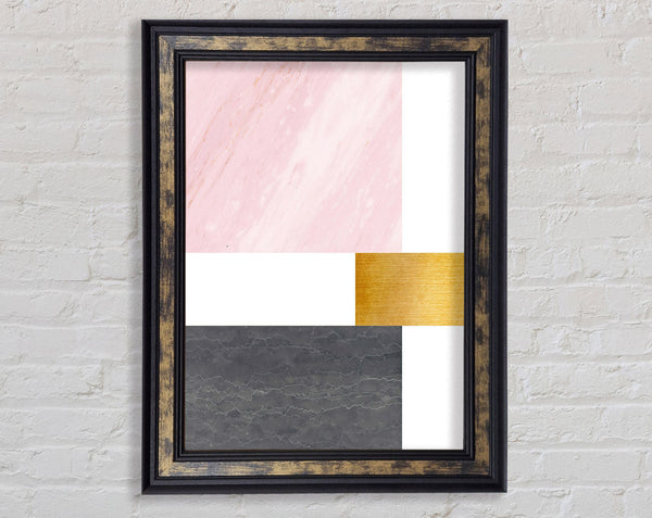 Pink To Grey Squares Framed Print