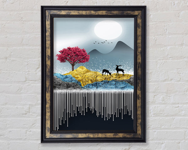 Pink Tree Mountain Framed Print