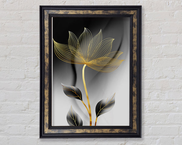 Plant Thats Gold With Grey Framed Print