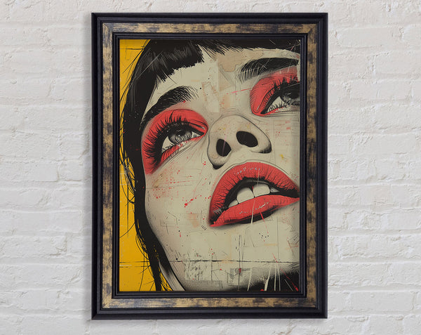 Red Lips Graffiti Framed Print