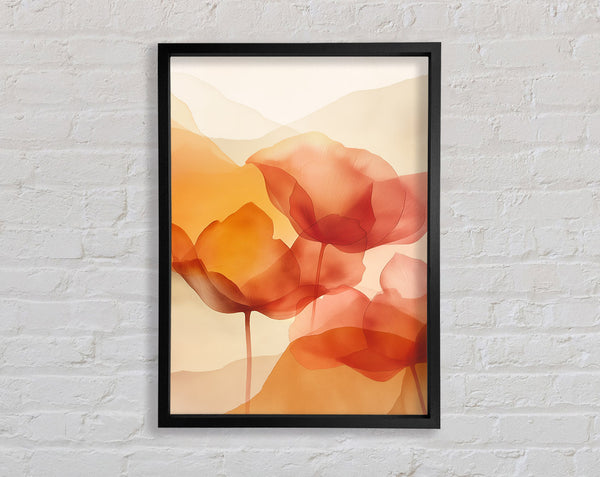 Serene Orange Flowers Framed Print