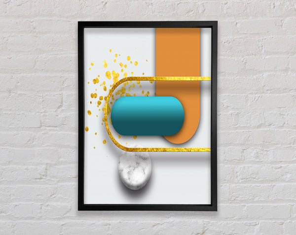 Shapes In Blue And Gold Framed Print