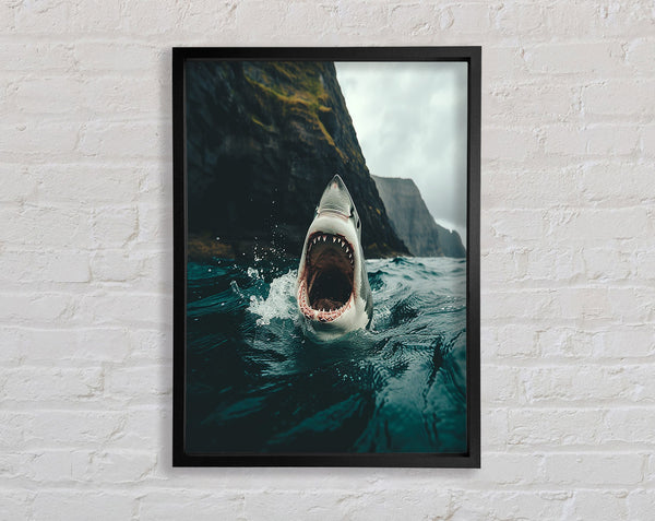 Shark Wih Wide Mouth Framed Print