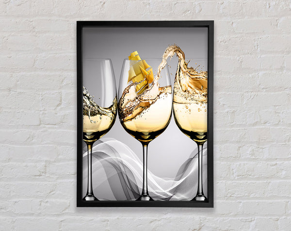 Ship In Wine Glass Framed Print