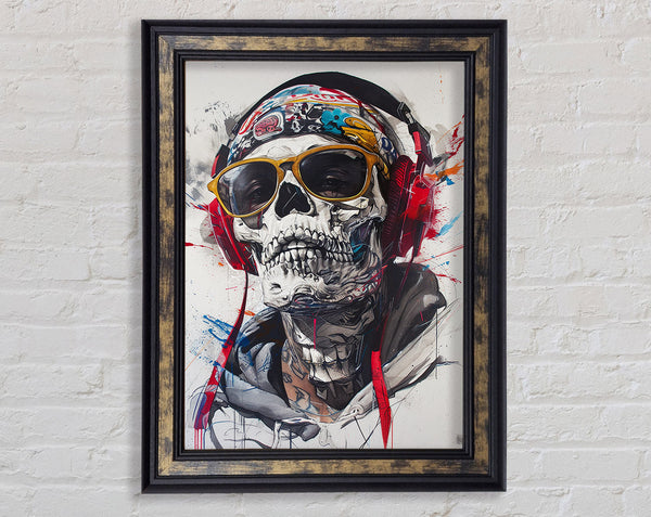 Skeleton Rapper Glasses Framed Print