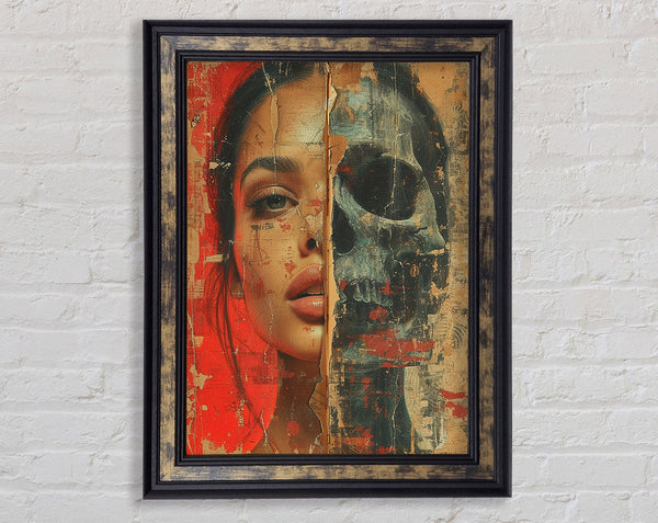 Skull Half Woman Graffiti Framed Print