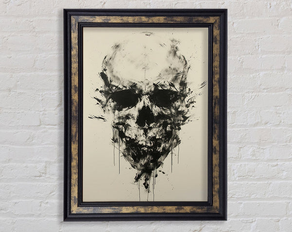 Skull Watercolour Walnut Framed Print