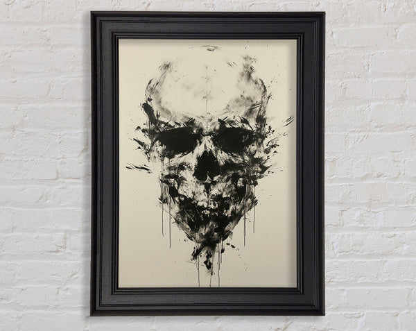 Skull Watercolour Black Framed Print