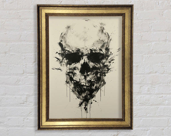 Skull Watercolour White Framed Print