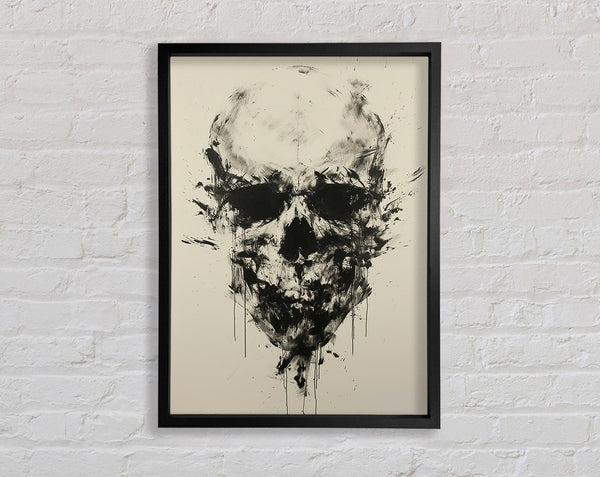 Skull Watercolour Black Framed Print