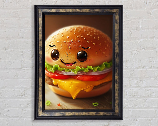 Smiley Burger Framed Print