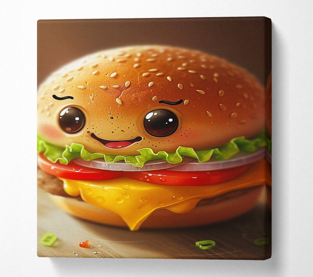  A Canvas Print of Smiley Burger Canvas Art