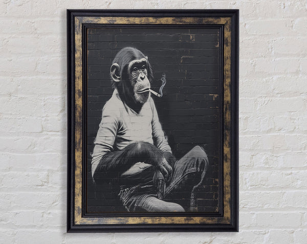 Smoking Chimp Framed Print