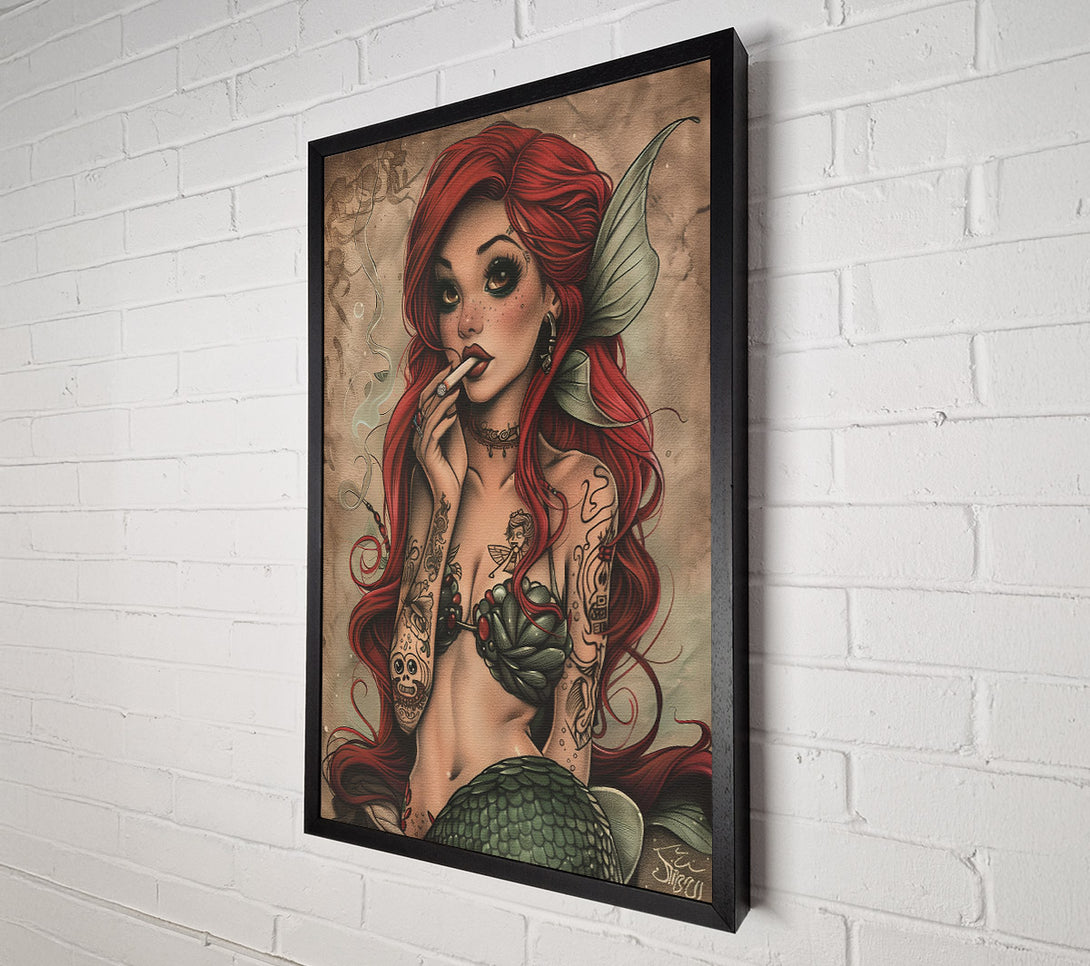  A Canvas Print of Smoking Little Mermaid Canvas Print